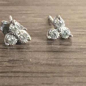 Kay Jewelers 3 diamond sterling silver earrings